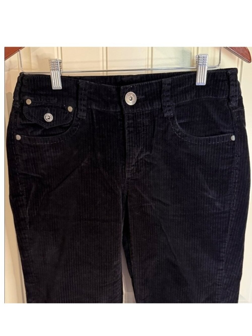 Suko Jeans Cords Elegant Black Corduroy Jeans Flare Pants Stretchy Women’s Sz 7